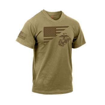 MEN'S US FLAG / USMC EAGLE T-SHIRT - Coyote Brown
