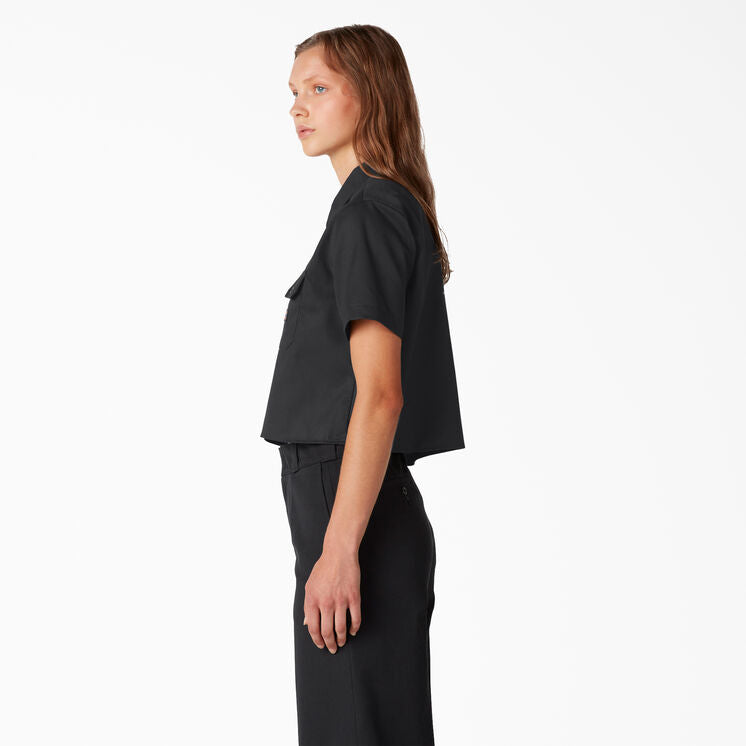 Women's Dickies Short Sleeve Crop Work Shirt FS573 - Black
