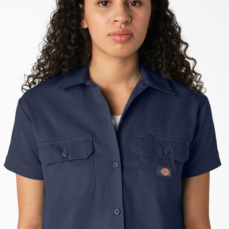 Women's Dickies Short Sleeve Crop Work Shirt FS573 - Ink Navy