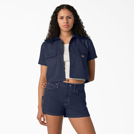 Women's Dickies Short Sleeve Crop Work Shirt FS573 - Ink Navy