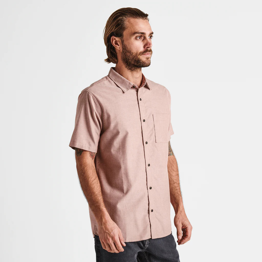 MEN'S WELL WORN BUTTON-UP SHIRT - RUSSET