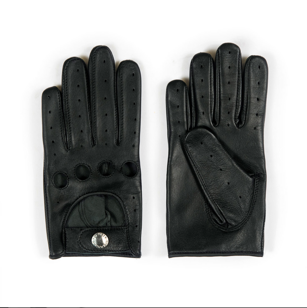 Women's Bullitt Leather Driving Gloves - Black and Nickel