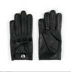 Women's Bullitt Leather Driving Gloves - Black and Nickel