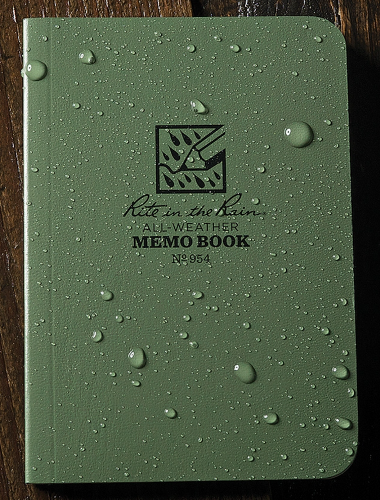 RITE IN THE RAIN WATERPROOF POCKET MEMO BOOK - OLIVE