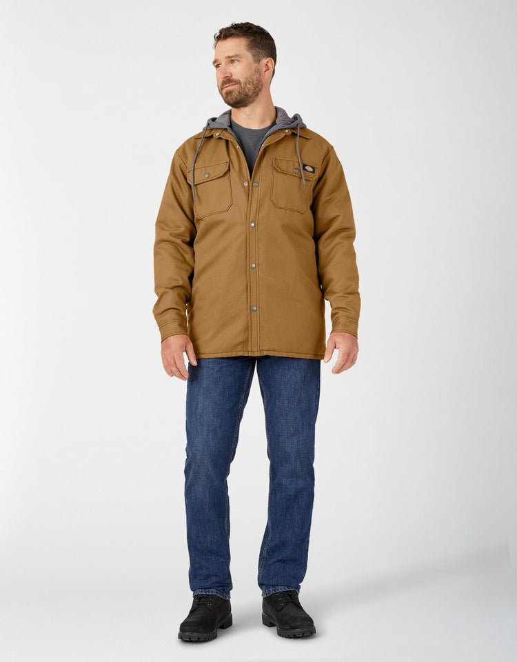 Dickies Insulated Hooded Duck Shirt Jacket - Brown