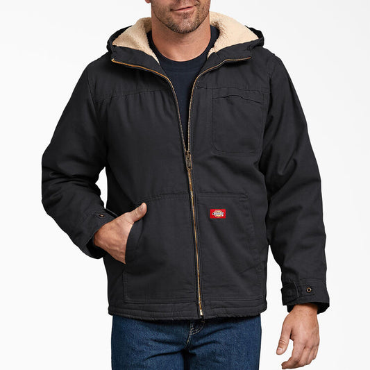 Men's Dickies Sanded Duck Sherpa Lined Jacket TJ350 - Rinsed Black