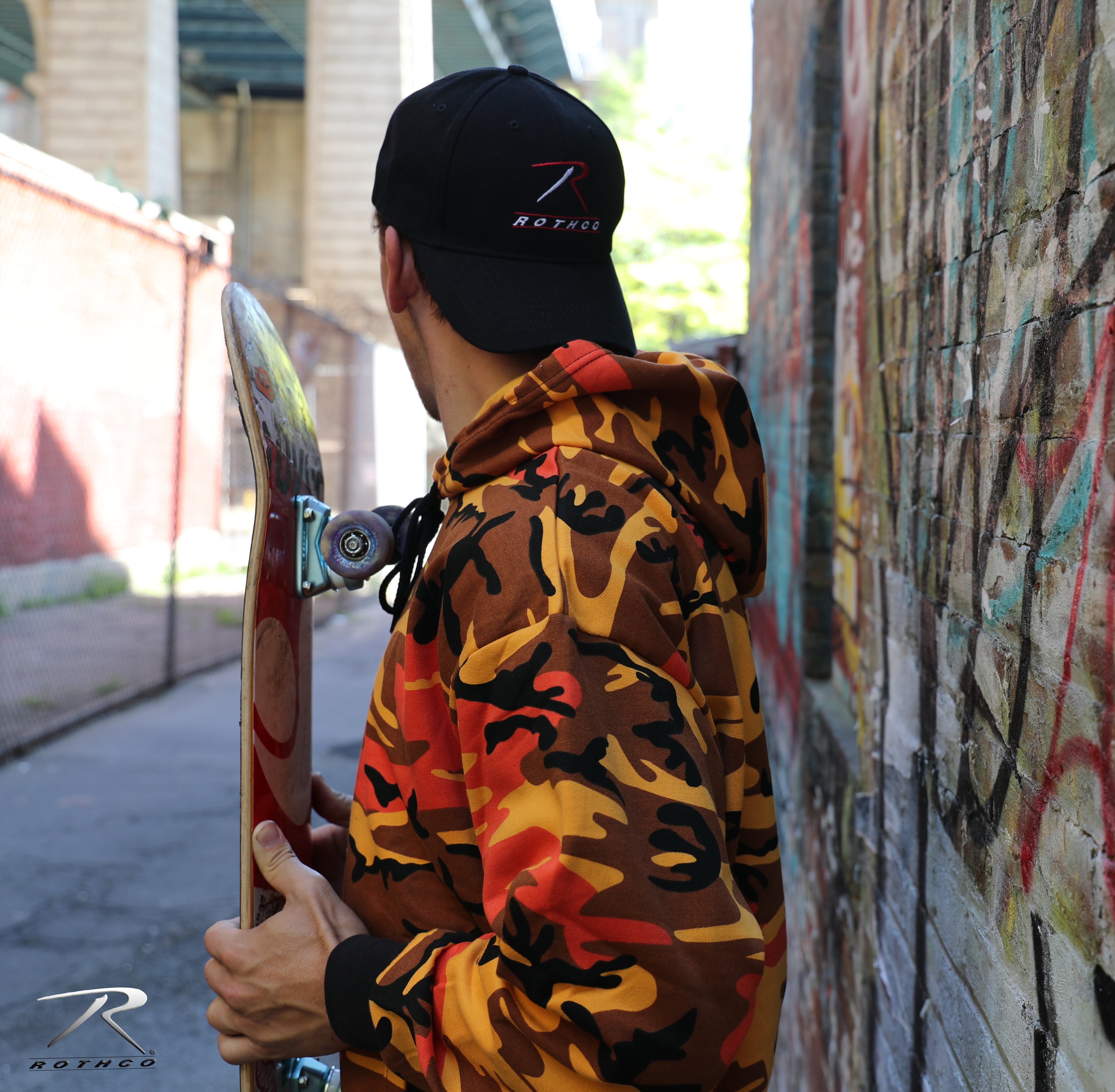 ROTHCO CAMO PULLOVER HOODED SWEATSHIRT - SAVAGE ORANGE CAMO - ORANGE/BLACK