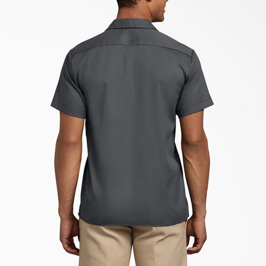 Men's Dickies Slim Fit Short Sleeve Flex Twill Work Shirt Ws673 - Charcoal
