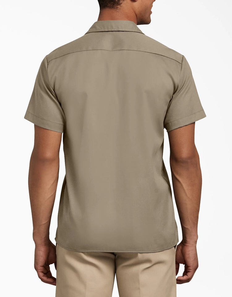 Men's Dickies Slim Fit Short Sleeve Flex Twill Work Shirt WS673 - Desert Sand