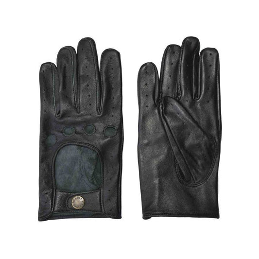 Men's Bullitt Leather Driving Glove - Black/brass