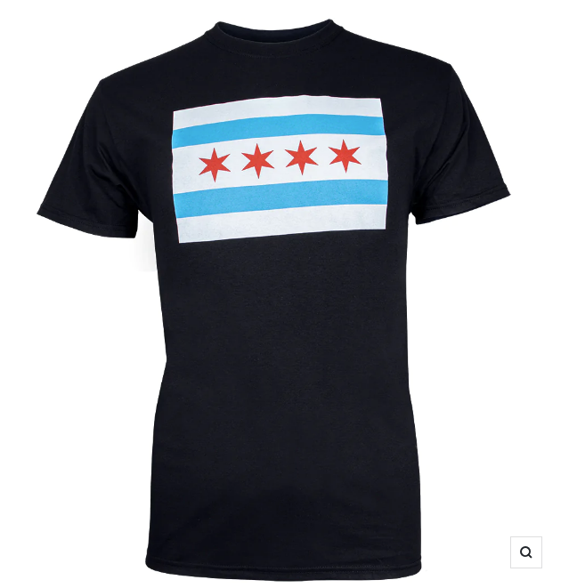 CHICAGO FLAG TEE SHIRT - BLACK