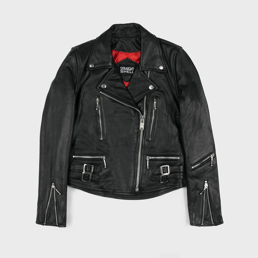 Women's Defector Classic Fit Leather Jacket- Black/nickel