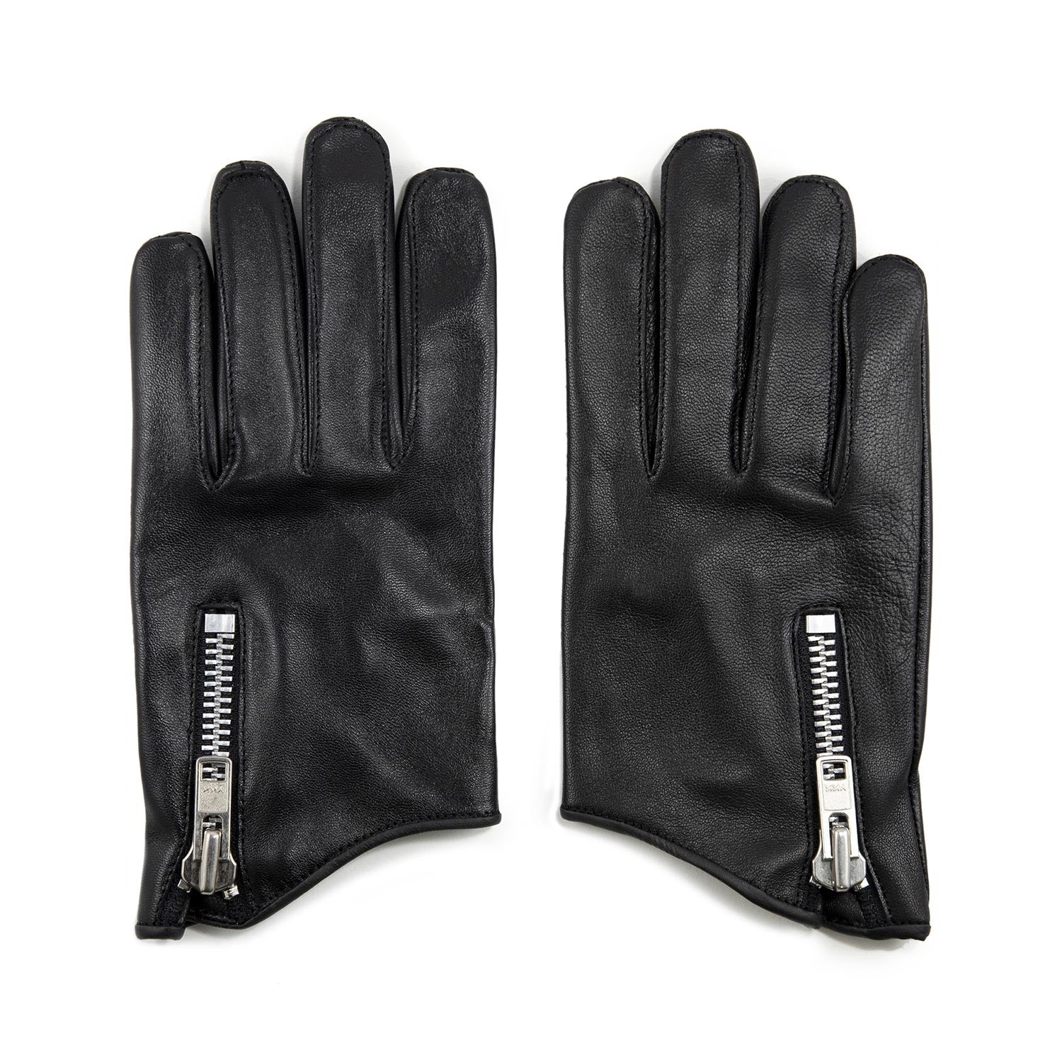 Women's Throttle - Black and Nickel Leather Gloves